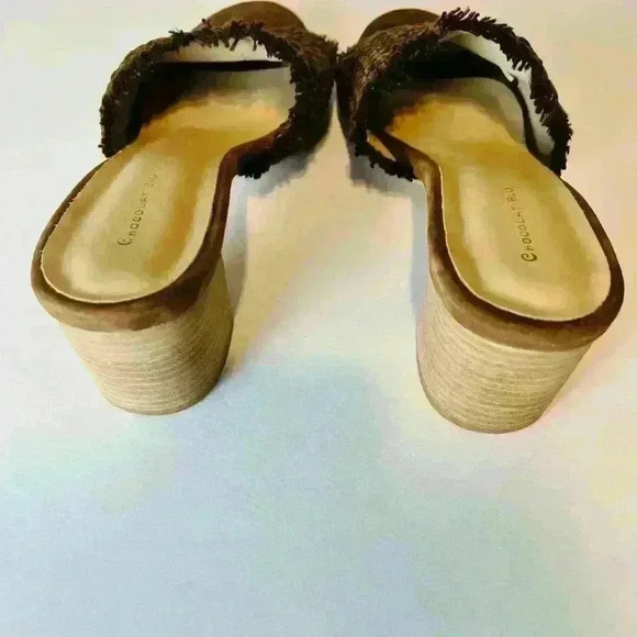 Chocolat Blu Beeks Brown Raffia Heeled Slide - Picture 7 of 9